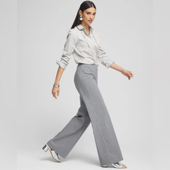 Chico's Pants - NWT Chico’s Brigitte Pinstripe Wide Leg Pants Pull On Size 3 (16 R)